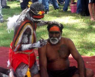 Dancers from Arhnem Land prepare for their performance